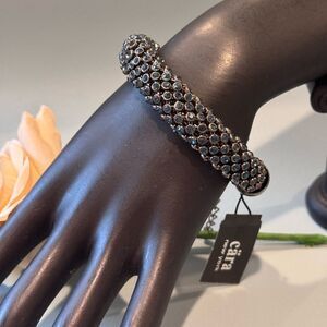 Cara New York Black and Blue Crystal Statement Bracelet 8-9 inch NWT